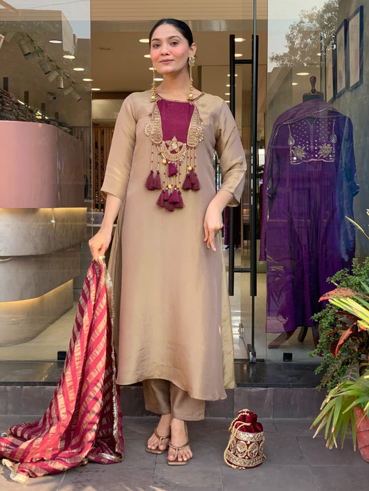 Designer Embroidered Cotton Suit Set
