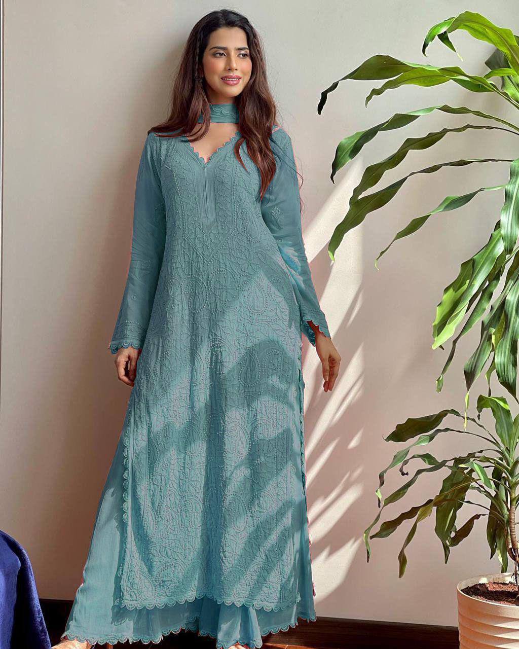 Kurti Palazo with Dupatta Set