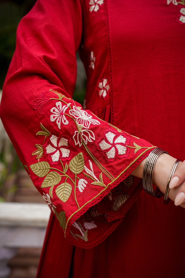 Anarkali embroidery kurta pant with dupatta set