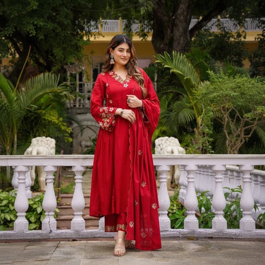 Anarkali embroidery kurta pant with dupatta set