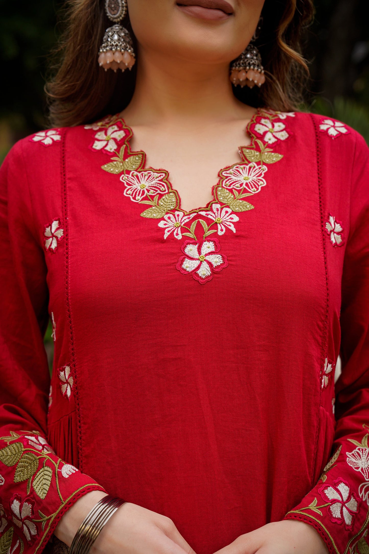 Anarkali embroidery kurta pant with dupatta set