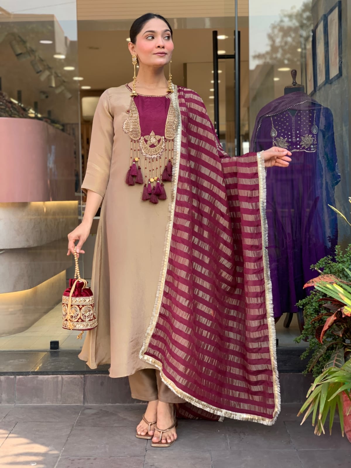 Designer Embroidered Cotton Suit Set