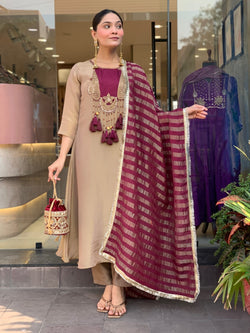 Designer Embroidered Cotton Suit Set