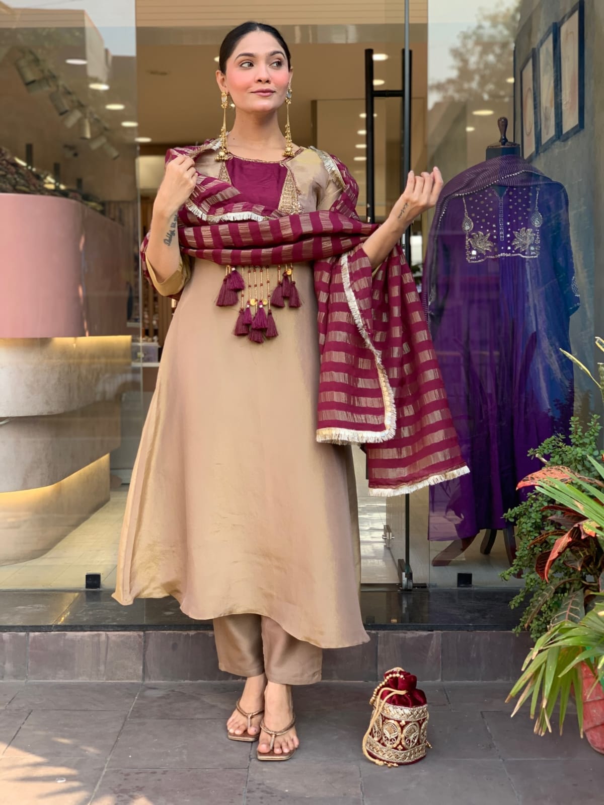 Designer Embroidered Cotton Suit Set
