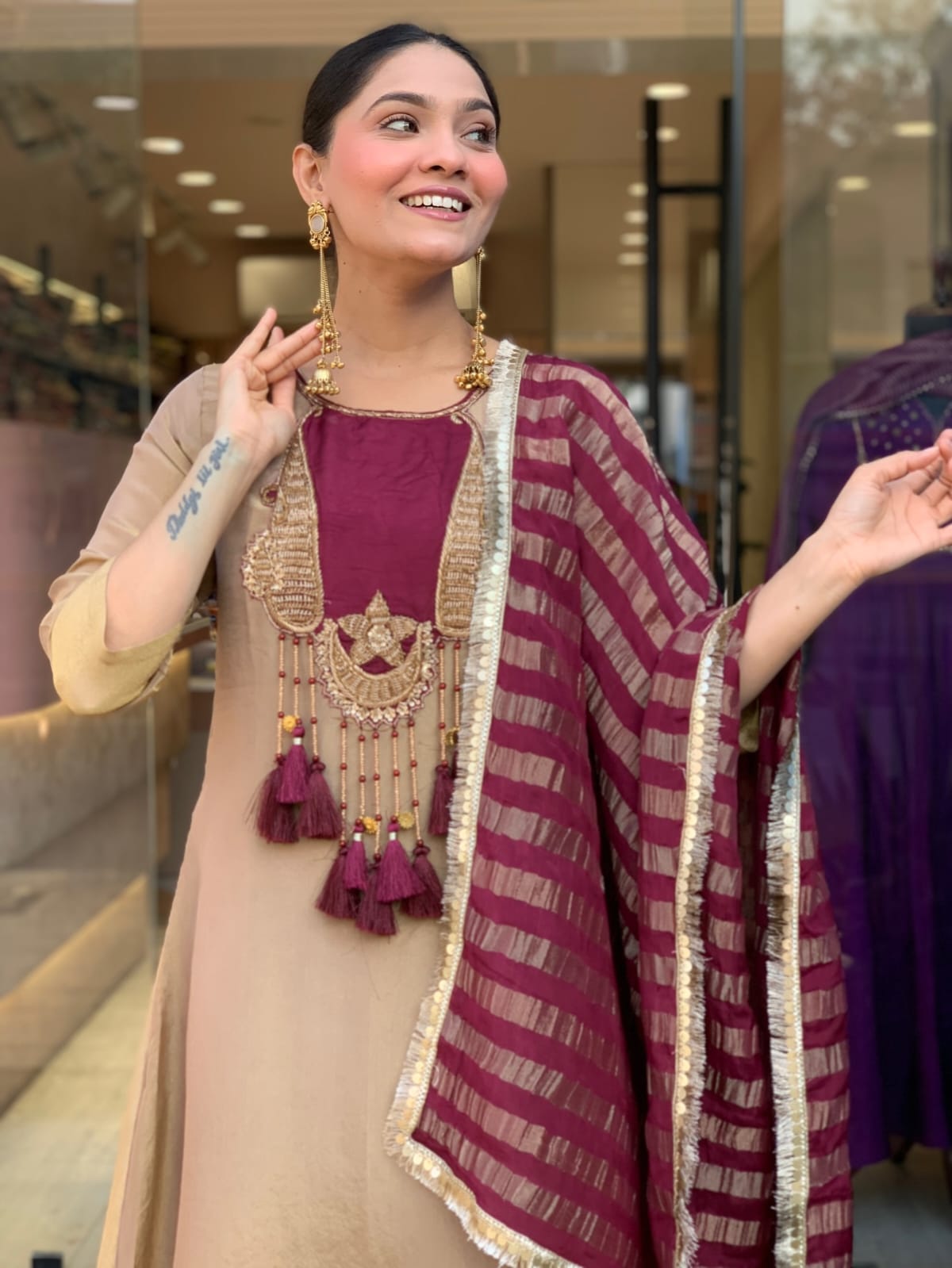 Designer Embroidered Cotton Suit Set