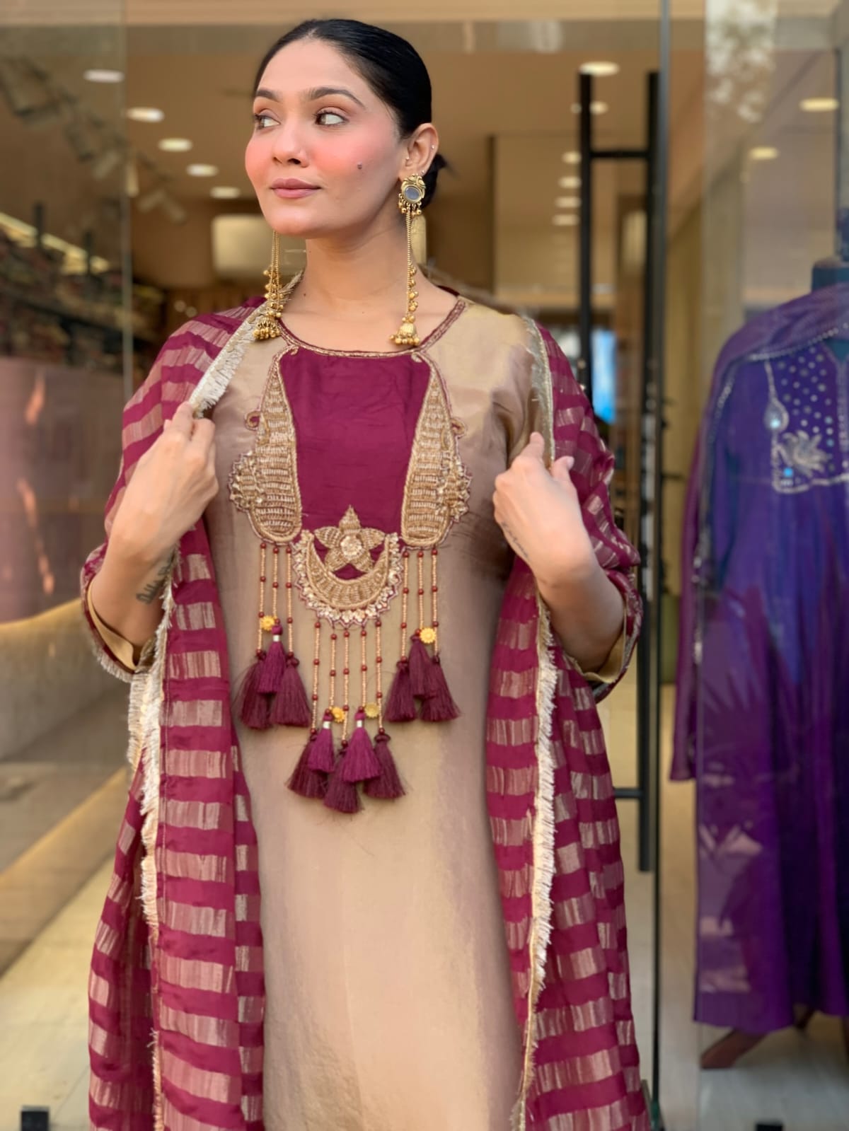 Designer Embroidered Cotton Suit Set