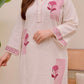 Cotton Flex Co-ord Set for Women – Maroon Floral Embroidered Kurti Pant Set