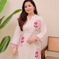 Cotton Flex Co-ord Set for Women – Maroon Floral Embroidered Kurti Pant Set