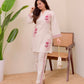 Cotton Flex Co-ord Set for Women – Maroon Floral Embroidered Kurti Pant Set