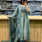 Printed Cotton Anarkali Kurti with Plaazo & Mulmul dupatta
