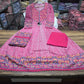 Printed Cotton Anarkali Kurti with Plaazo & Mulmul dupatta
