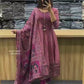 Printed Cotton Anarkali Kurti with Plaazo & Mulmul dupatta